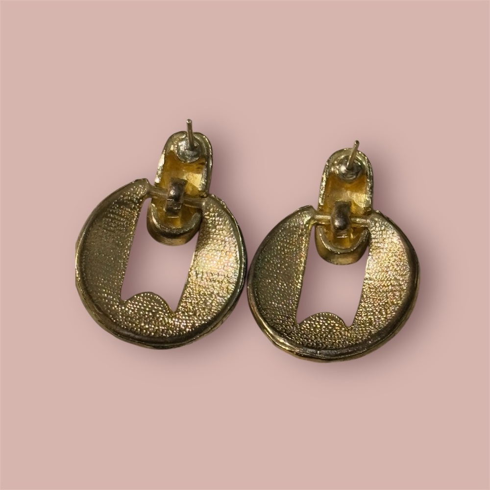 Vintage Stud Tortoise Shell Pattern Earrings - image 3